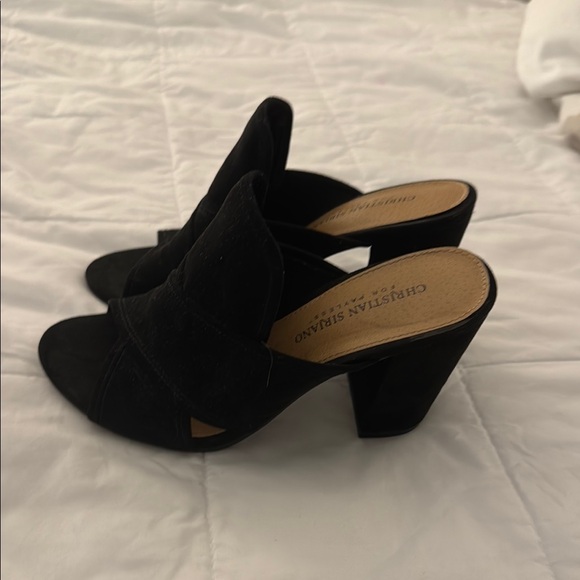 Christian Siriano Black Suede Mules with Open Toe - Picture 1 of 1